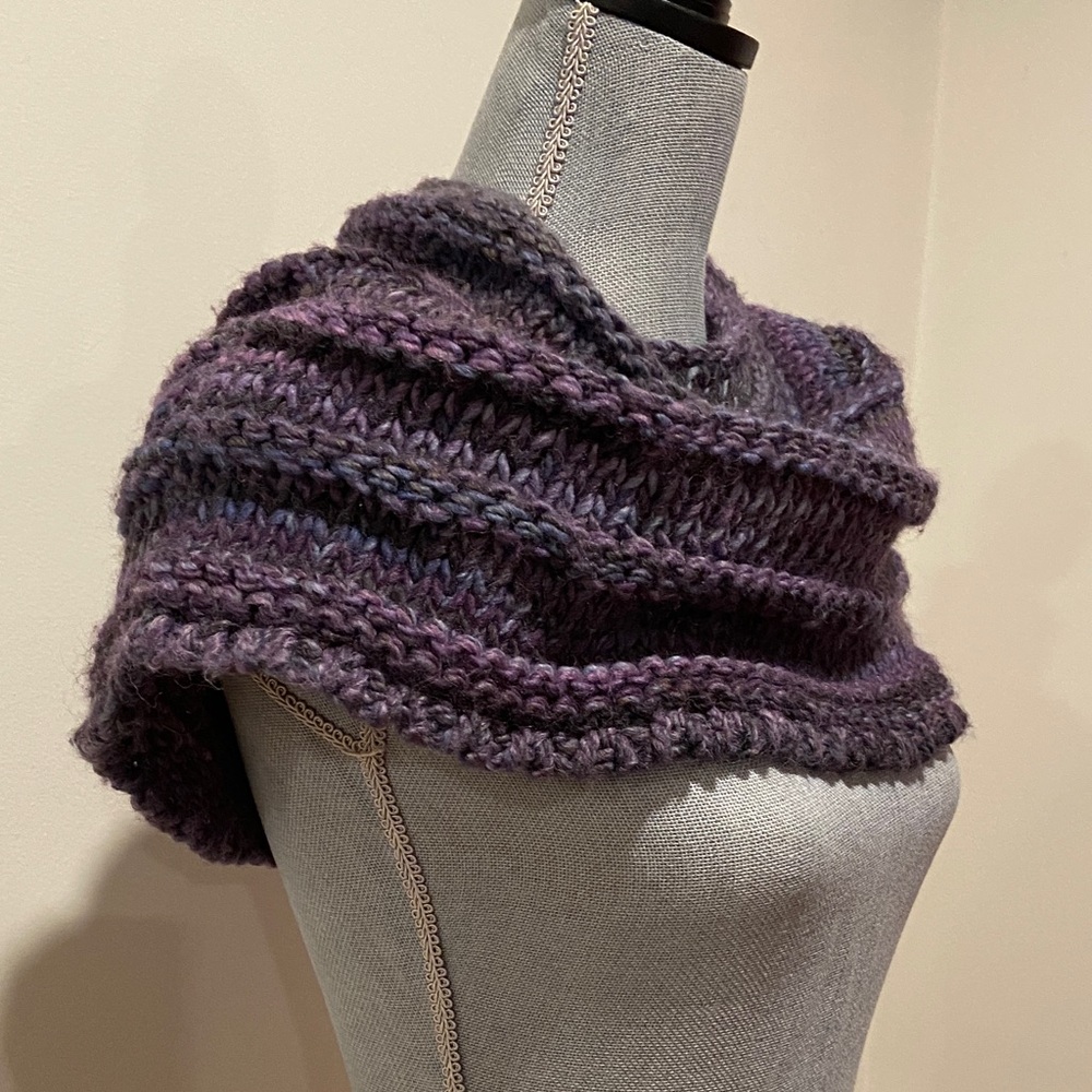 Cozy Purple Knit Scarf/ Shrug